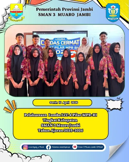 SMAN 3 Muaro Jambi Tampil Maksimal dalam Lomba LCC 4 Pilar MPR RI Tingkat Kabupaten/Kota se-Provinsi Jambi